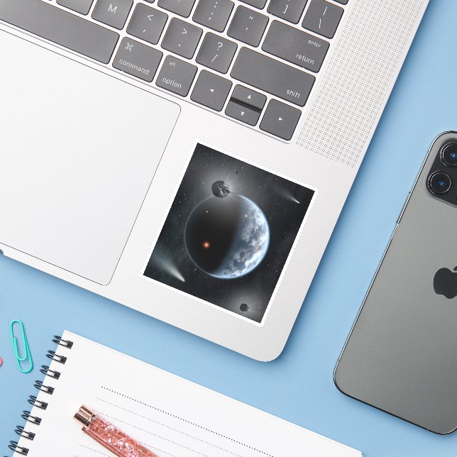 Earth-Like Planet With Oceans Coating Its Surface. (Laptop w/ iPhone)