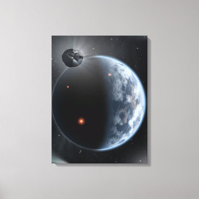 Earth-Like Planet With Oceans Coating Its Surface. Canvas Print (Front)