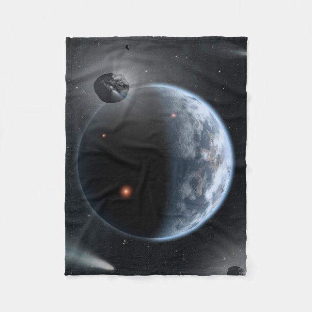 Earth-Like Planet With Oceans Coating Its Surface. Fleece Blanket (Front)
