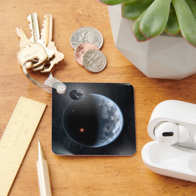 Earth-Like Planet With Oceans Coating Its Surface. Key Ring (Desk)