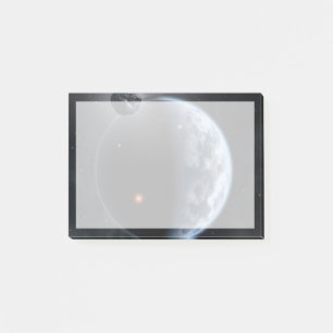 Earth-Like Planet With Oceans Coating Its Surface. Post-it Notes