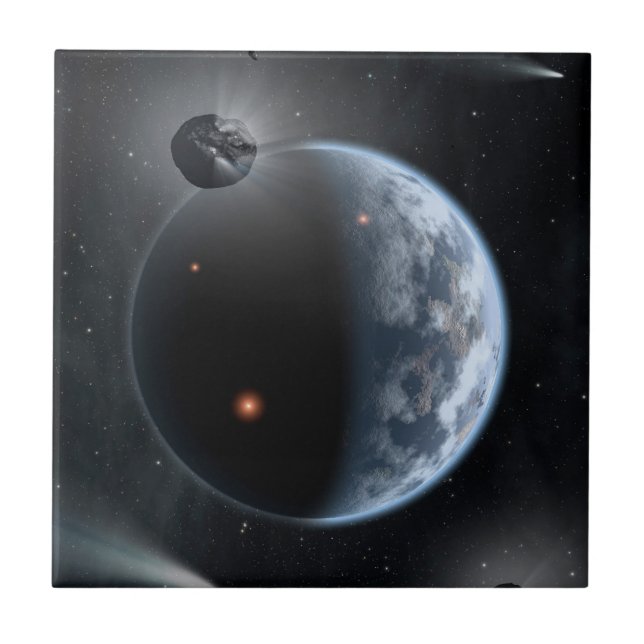 Earth-Like Planet With Oceans Coating Its Surface. Tile (Front)