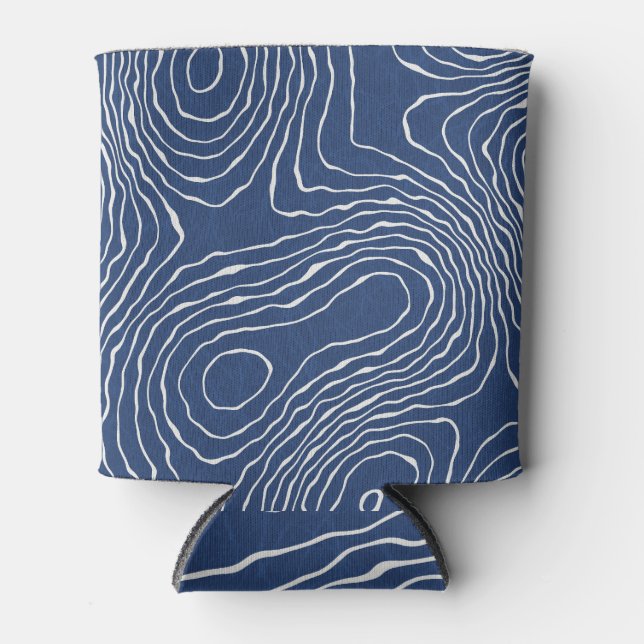 Earth Line Topographic Organic Print. Can Cooler (Front)