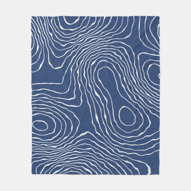 Earth Line Topographic Organic Print. Fleece Blanket (Front)