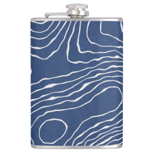 Earth Line Topographic Organic Print. Hip Flask
