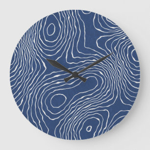 Earth Line Topographic Organic Print. Large Clock