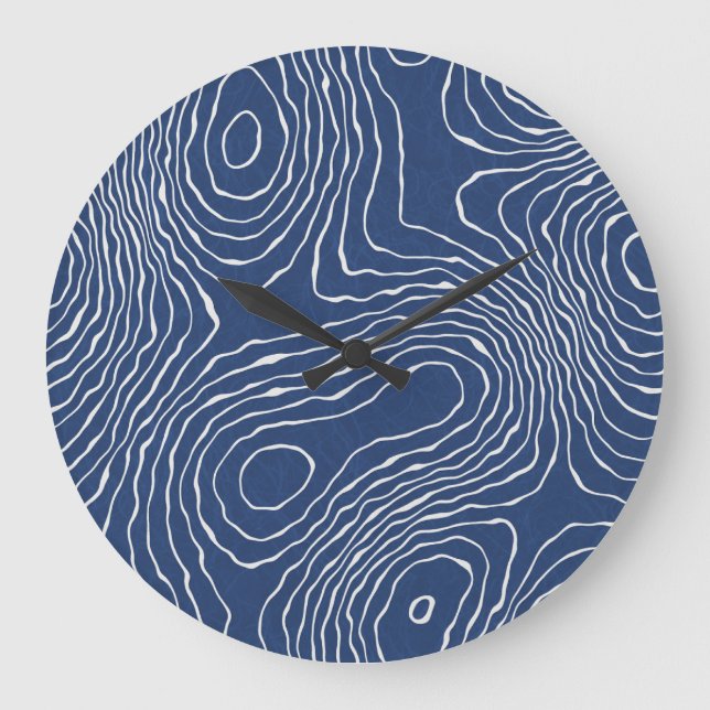 Earth Line Topographic Organic Print. Large Clock (Front)