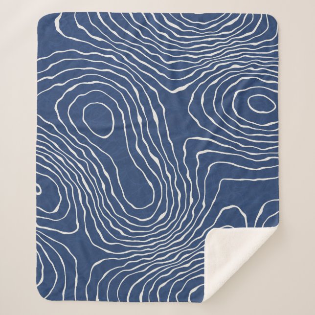 Earth Line Topographic Organic Print. Sherpa Blanket (Front)