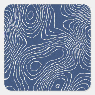 Earth Line Topographic Organic Print. Square Sticker