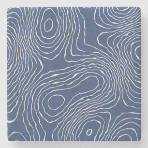 Earth Line Topographic Organic Print. Stone Coaster
