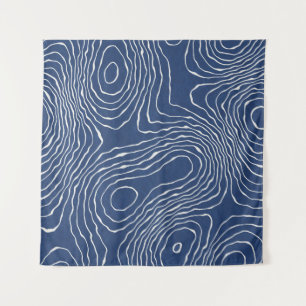 Earth Line Topographic Organic Print. Tapestry