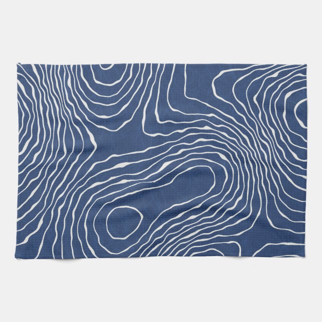 Earth Line Topographic Organic Print. Tea Towel (Horizontal)