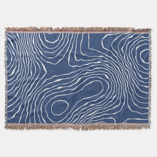 Earth Line Topographic Organic Print. Throw Blanket (Front)