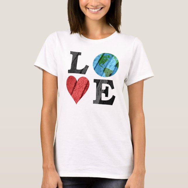 Earth LOVE with Heart and Earth T-Shirt (Front)