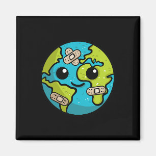 Earth Lover Day Illustration Gift Glol Warming Env Magnet