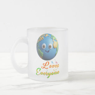 Earth Loves Everyone Frosted Glass Coffee Mug