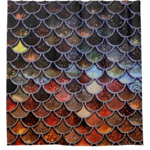 Earth Luxury Glitter Mermaid Scales Shower Curtain