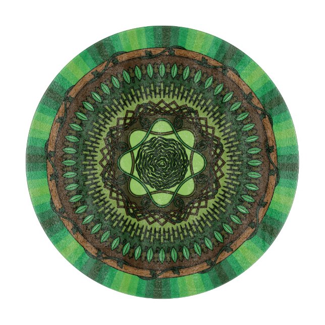Earth Mandala Glass Cutting Board (Front)