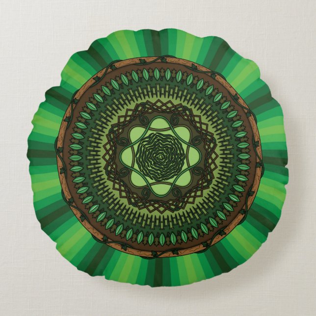 Earth Mandala Round Pillow (Front)