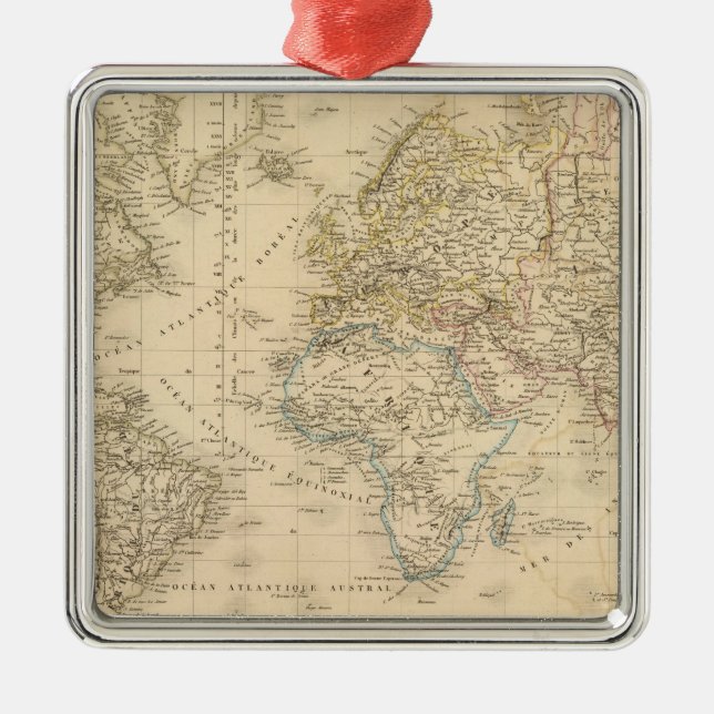 Earth Mercator proj Metal Tree Decoration (Front)