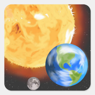 Earth, Moon, and Sun Sticker
