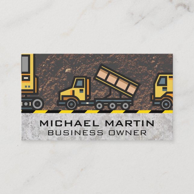 Earth Mover | Construction Vehicles | Dirt concret Business Card (Front)