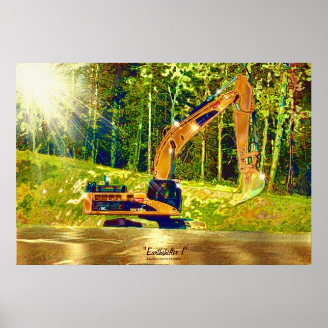 Earth-mover Excavator Digger w Front Shovel Art Poster (Front)
