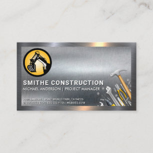 Earth Mover Logo Hand Tools Steel Metal Business Card