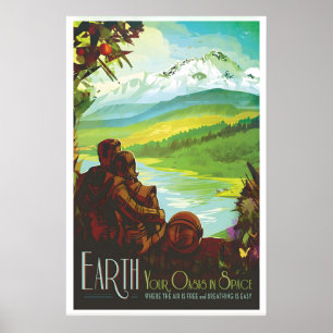 Earth NASA Space Travel Poster Print  Stars