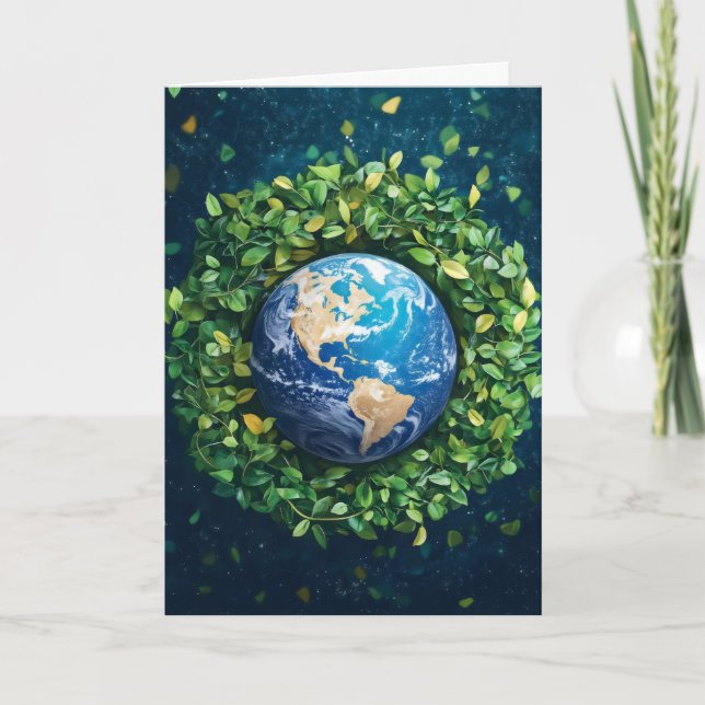Earth Nature Planet Green Holiday Card (Front)