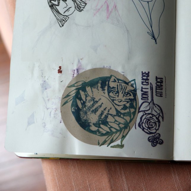 Earth Nature Tiger Stripe Tabby Cat Art            Rubber Stamp (Creator Uploaded)