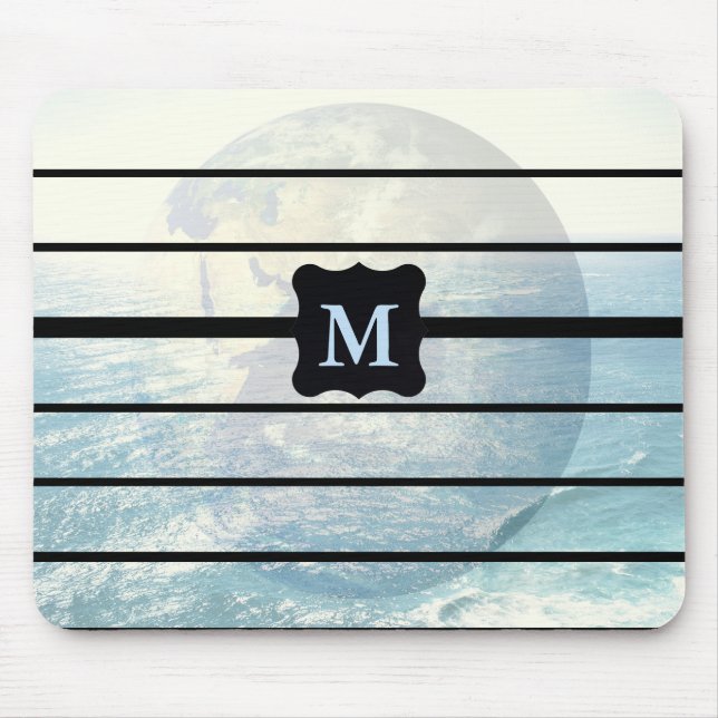 Earth ocean monogrammed design mouse mat (Front)