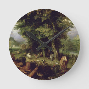 Earth or The Earthly Paradise, 1607-08 (oil on cop Round Clock