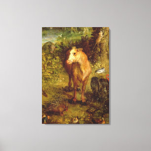 Earth or The Earthly Paradise, detail of a cow, po Canvas Print