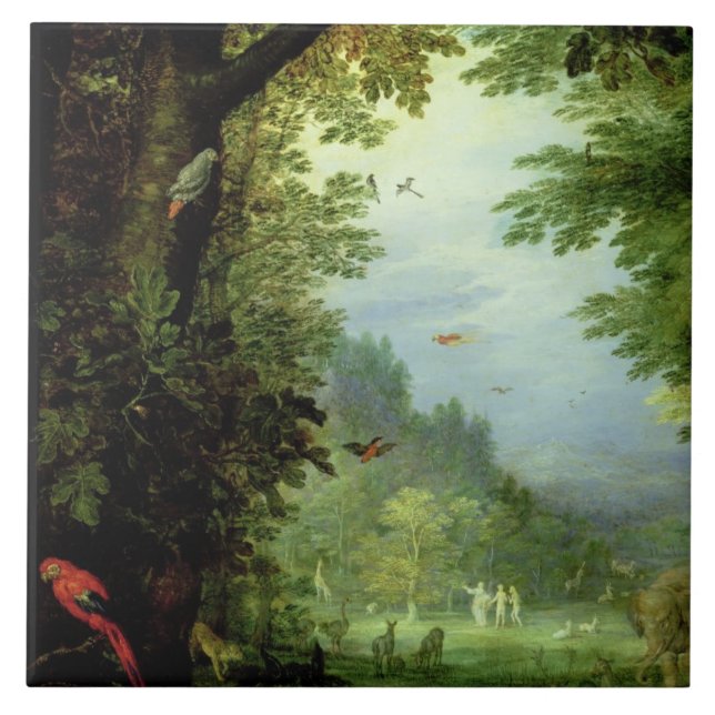 Earth or The Earthly Paradise, detail of Adam and Tile (Front)