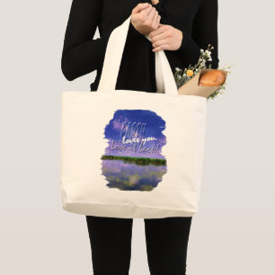 Earth Our Home Blue Summer Sky and Water Large Tote Bag