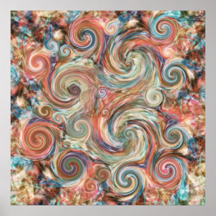 Earth Pastel Swirls Colorful Print