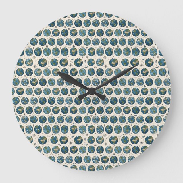 Earth Pattern Large Clock (Front)