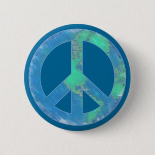 Earth Peace Sign Button