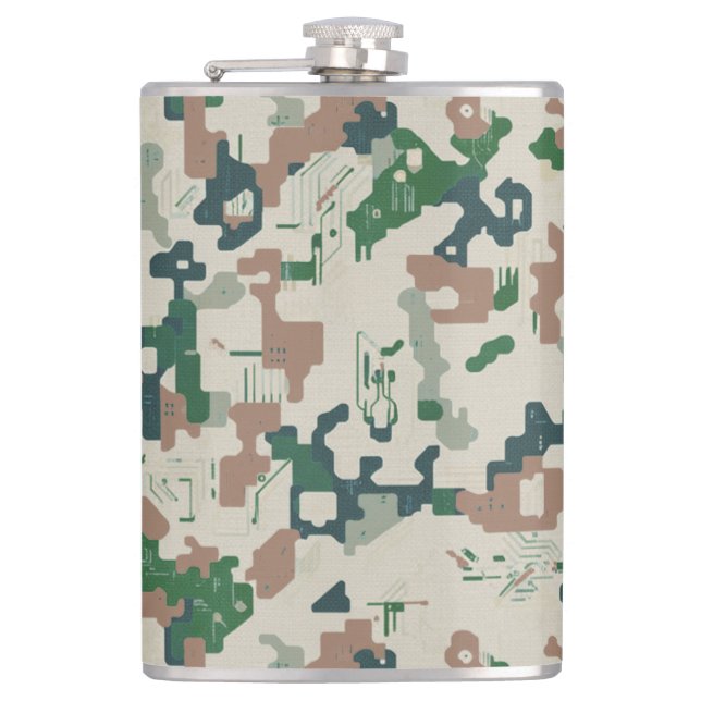 Earth Pixel Woodland  Hip Flask (Front)