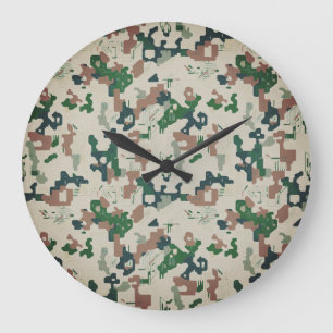 Earth Pixel Woodland  Large Clock