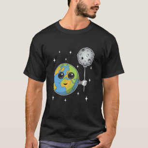 Earth Planet and Moon Balloon Funny Space T-Shirt