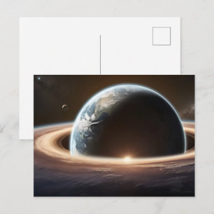 Earth planet from the space postcard