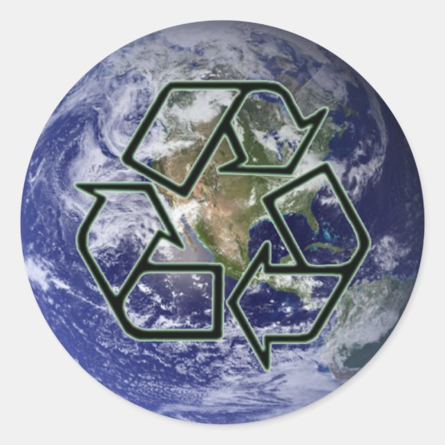 Earth Recycle Classic Round Sticker (Front)