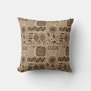 Earth Rhythms- Ethnic African Pattern in Brown Cushion