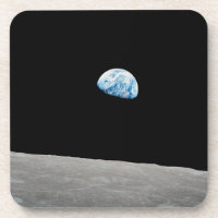 Earth Rising Above The Lunar Horizon.