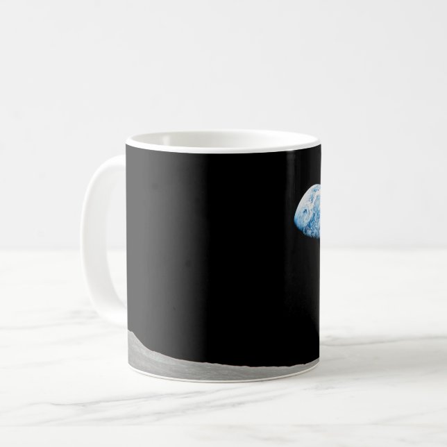 Earth Rising Above The Lunar Horizon. Coffee Mug (Front Left)