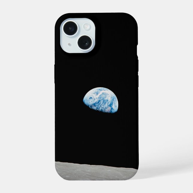 Earth Rising Above The Lunar Horizon. iPhone 15 Case (Back)