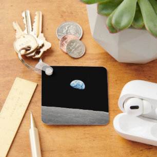Earth Rising Above The Lunar Horizon. Key Ring