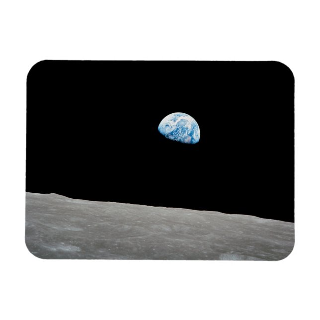Earth Rising Above The Lunar Horizon. Magnet (Horizontal)